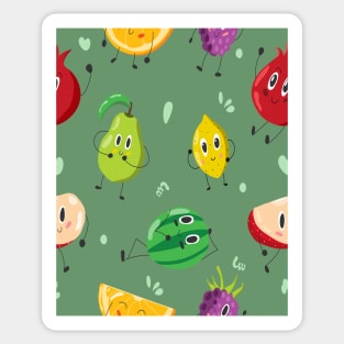 Funny Fruits - Green Background Sticker